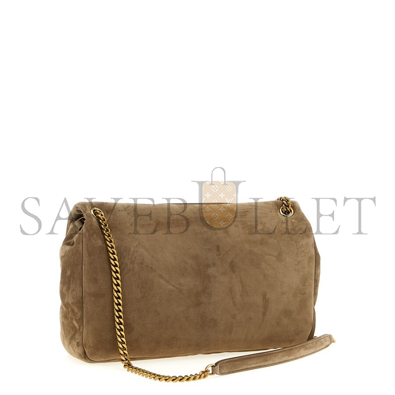 Y51 calypso large chain shoulder bag in suede in brown (38*21*10cm)